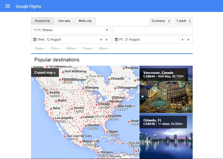Google Flights Voyages