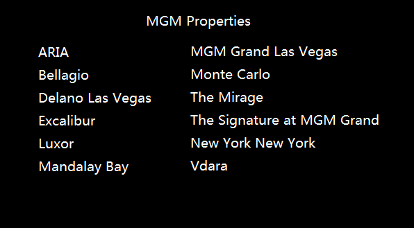 Mgm Properties Las Vegas