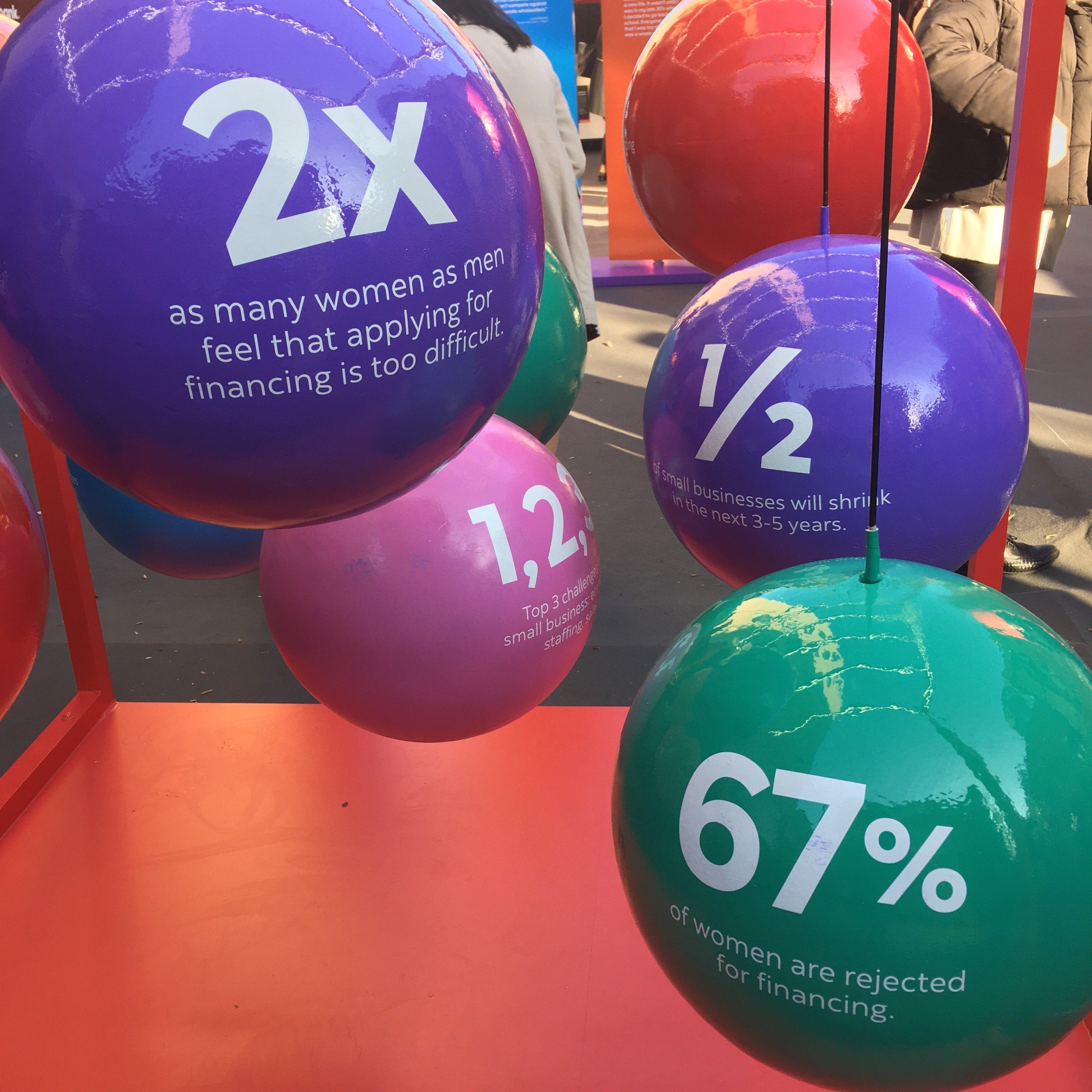a group of colorful balls with white text